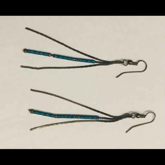 Silver and Blue Handmade by Silver Artist Earrings Original Owner - Picture 11 of 11